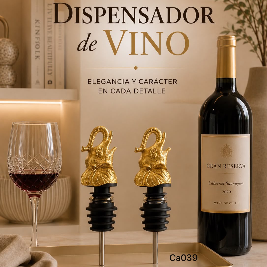 Dispensador de botellas metalico elefante dorado 10.5cm* 4cm